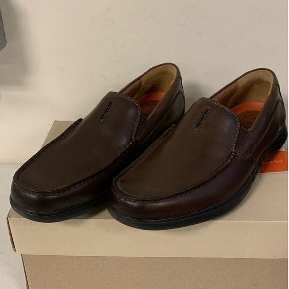 Clarks Men’s Size 9 M Uneasley Twin Loafer Shoes, Dark Brown Leather main image 6